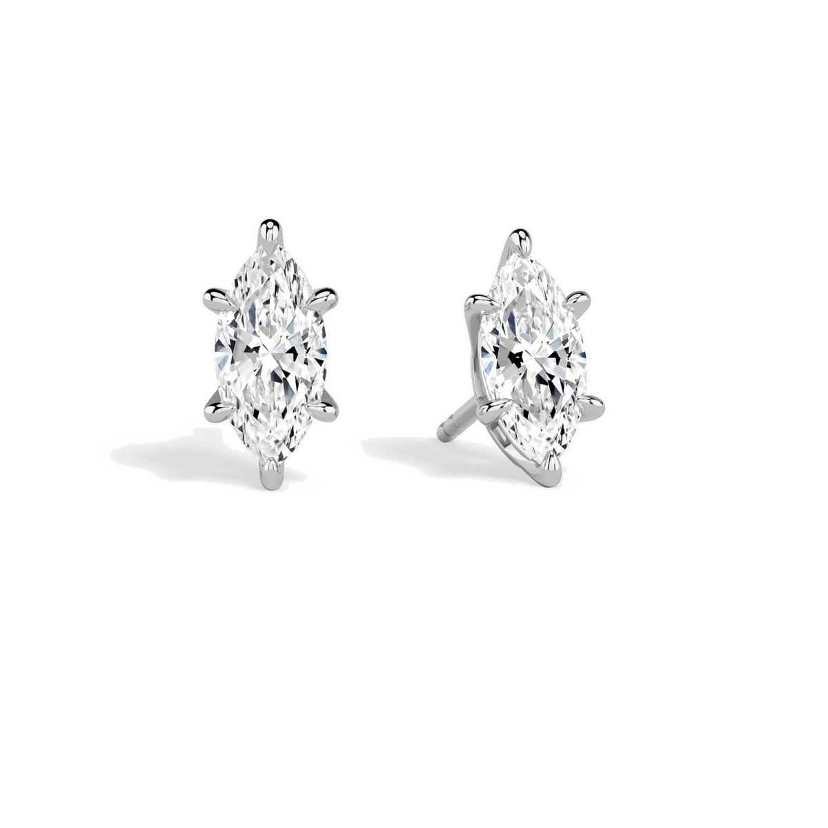 Eira Marquise Solitaire 4-Prong Lab-Grown Diamond Stud Earrings in Platinum, front view