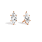 Eira Marquise Solitaire 4-Prong Lab-Grown Diamond Stud Earrings in 14K Rose Gold, front view