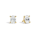 Eira Oval Solitaire 4-Prong Lab-Grown Diamond Stud Earrings in 18K Yellow Gold, front view