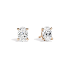 Eira Oval Solitaire 4-Prong Lab-Grown Diamond Stud Earrings in 14K Rose Gold, front view