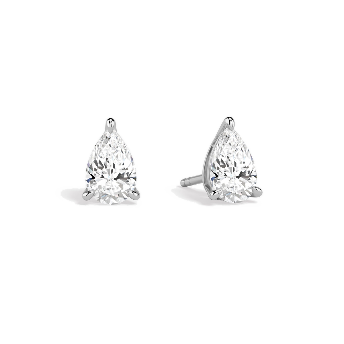 Eira Pear Solitaire 4-Prong Lab-Grown Diamond Stud Earrings in Platinum, front view
