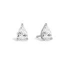 Eira Pear Solitaire 4-Prong Lab-Grown Diamond Stud Earrings in 18K White Gold, front view