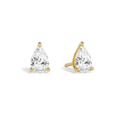 Eira Pear Solitaire 4-Prong Lab-Grown Diamond Stud Earrings in 18K Yellow Gold, front view