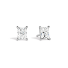 Eira Radiant Solitaire 4-Prong Lab-Grown Diamond Stud Earrings in 18K White Gold, front view