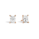 Eira Radiant Solitaire 4-Prong Lab-Grown Diamond Stud Earrings in 14K Rose Gold, front view