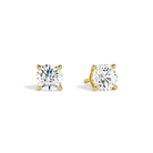 Eira Round Solitaire 4-Prong Lab-Grown Diamond Stud Earrings in 18K Yellow Gold, front view