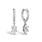 Cerelia Marquise Solitaire Drop Huggie Hoop Lab-Grown Diamond Earrings in 18K White Gold, front view