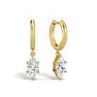 Cerelia Marquise Solitaire Drop Huggie Hoop Lab-Grown Diamond Earrings in 14K Yellow Gold, front view