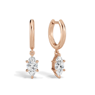 Cerelia Marquise Solitaire Drop Huggie Hoop Lab-Grown Diamond Earrings in 14K Rose Gold, front view
