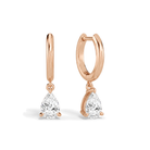 Cerelia Pear Solitaire Drop Huggie Hoop Lab-Grown Diamond Earrings in 14K Rose Gold, front view