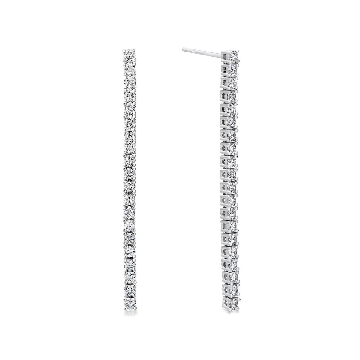 Dulcie Line Drop Tennis Lab-Grown Diamond Drop Earrings in Platinum, front view