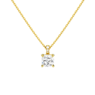 Maeva Cushion Accented Bail Lab-Grown Diamond Pendant Necklace in 14K Yellow Gold, front view