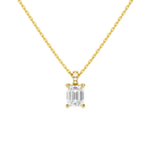 Maeva Emerald Accented Bail Lab-Grown Diamond Pendant Necklace in 18K Yellow Gold, front view