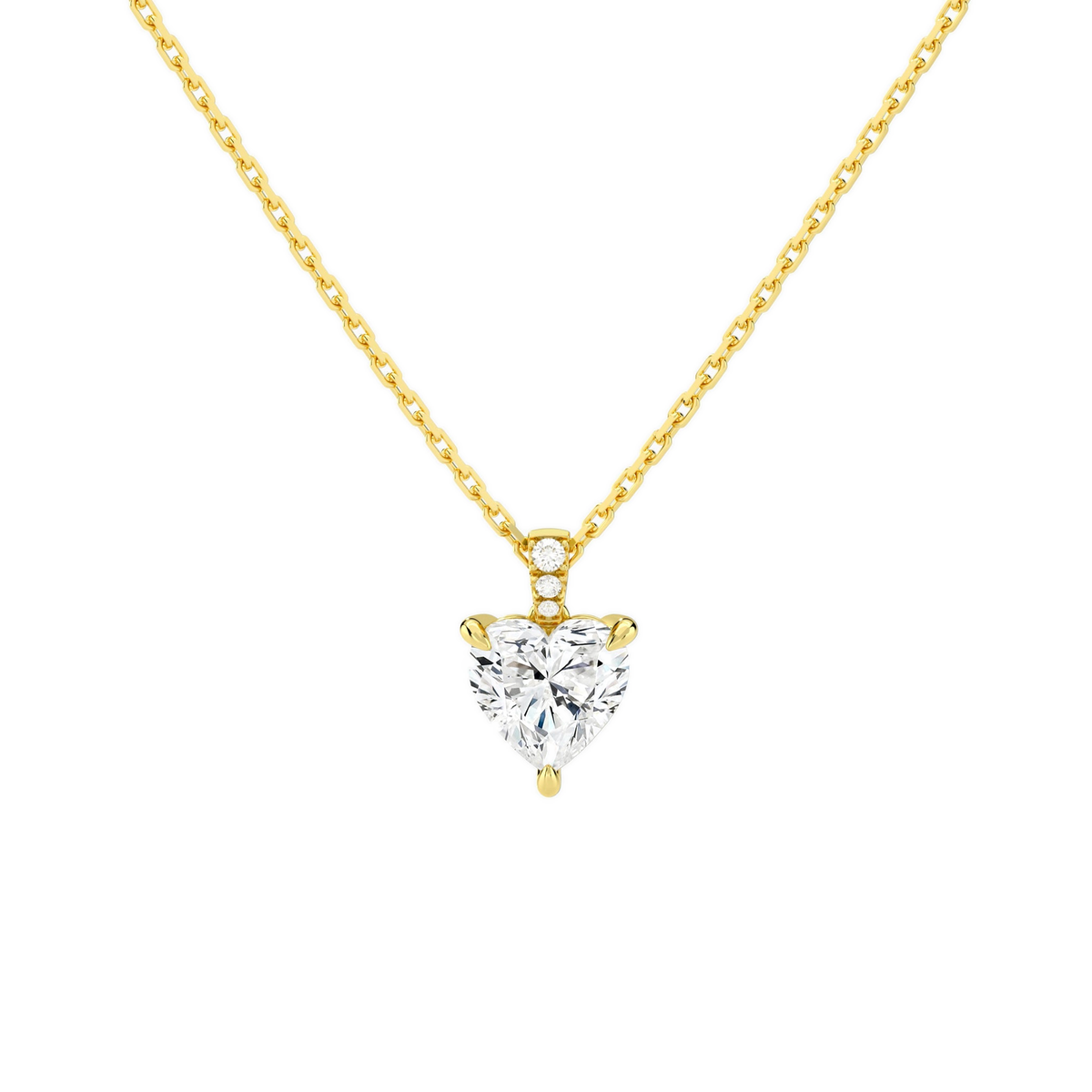 Maeva Heart Accented Bail Lab-Grown Diamond Pendant Necklace in 18K Yellow Gold, front view