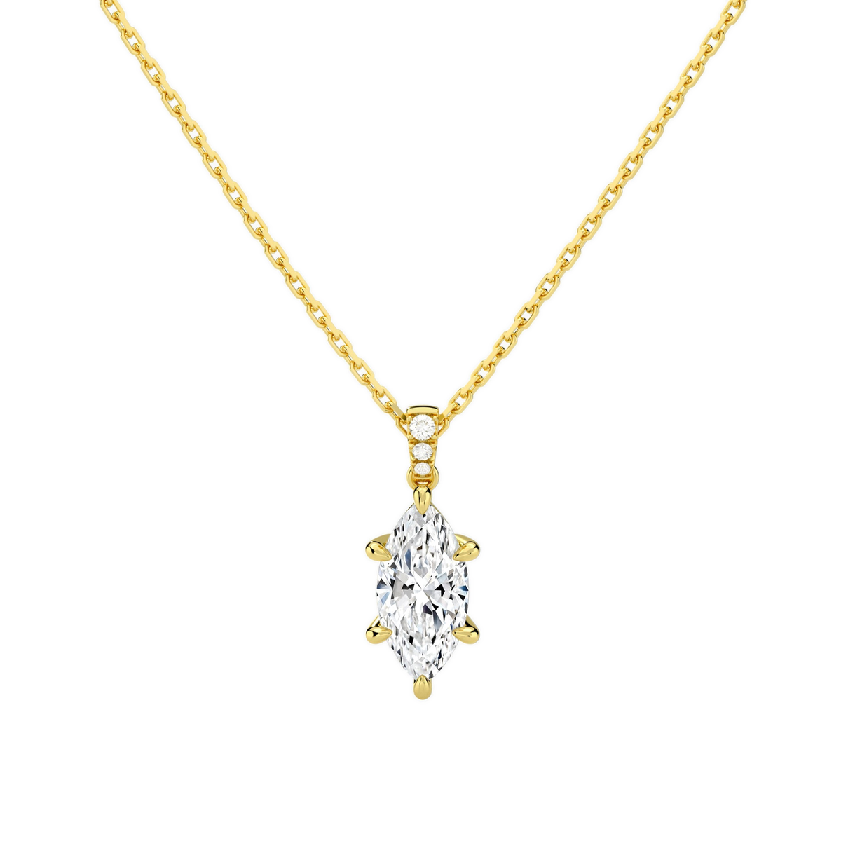 Maeva Marquise Accented Bail Lab-Grown Diamond Pendant Necklace in 18K Yellow Gold, front view