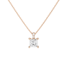 Maeva Princess Accented Bail Lab-Grown Diamond Pendant Necklace in 14K Rose Gold, front view