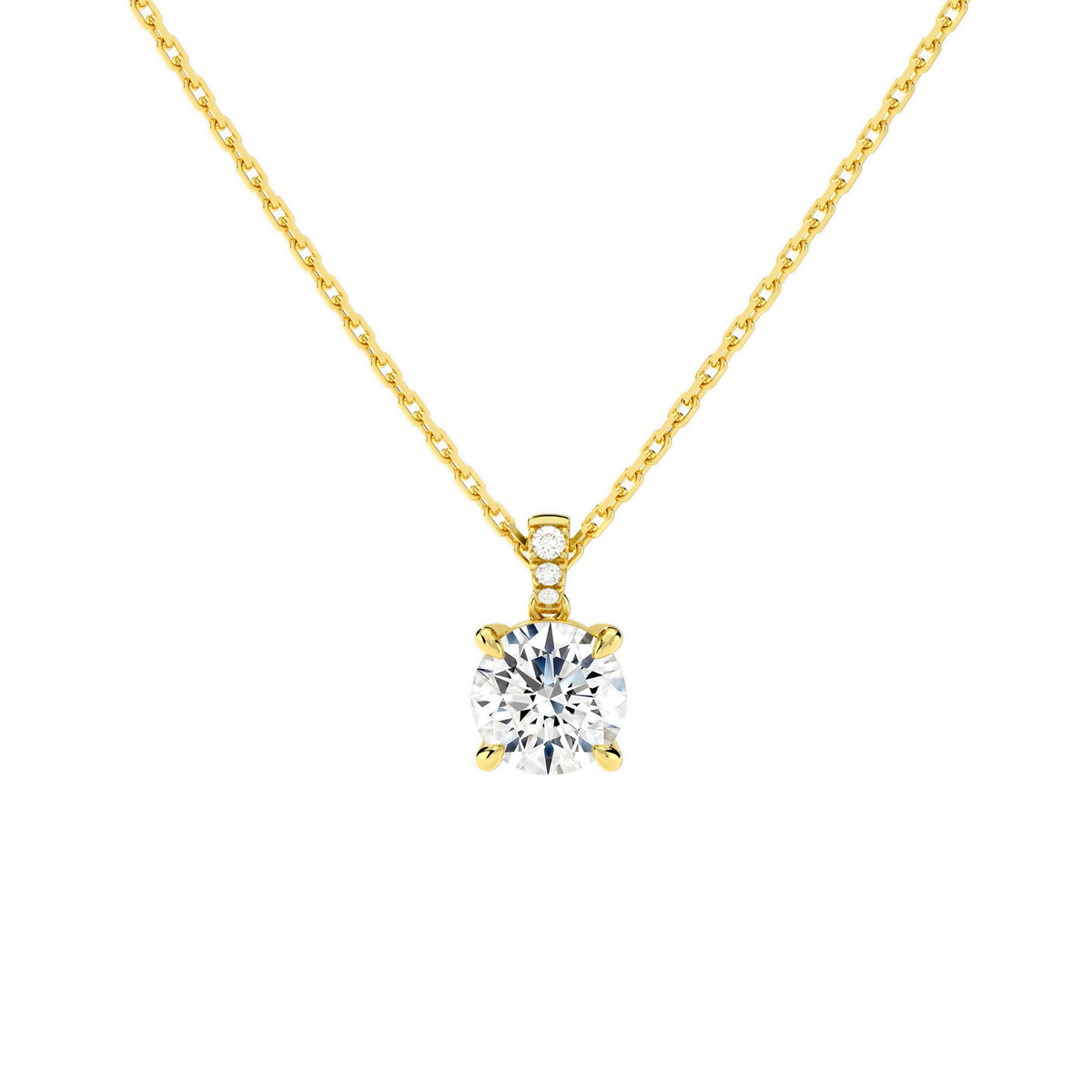 Maeva Round Accented Bail Lab-Grown Diamond Pendant Necklace in 14K Yellow Gold, front view