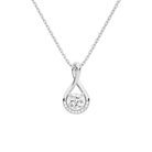 Nelle Cushion Accented Twist Lab-Grown Diamond Pendant Necklace in 14K White Gold, front view
