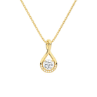 Nelle Cushion Accented Twist Lab-Grown Diamond Pendant Necklace in 14K Yellow Gold, front view
