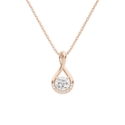 Nelle Cushion Accented Twist Lab-Grown Diamond Pendant Necklace in 14K Rose Gold, front view