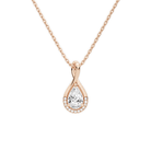 Nelle Pear Accented Twist Lab-Grown Diamond Pendant Necklace in 14K Rose Gold, front view