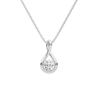 Nelle Round Accented Twist Lab-Grown Diamond Pendant Necklace in 14K White Gold, front view