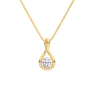 Nelle Round Accented Twist Lab-Grown Diamond Pendant Necklace in 18K Yellow Gold, front view
