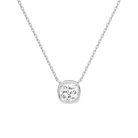 Sienna Cushion Bezel Solitaire Lab-Grown Diamond Necklace in 18K White Gold, front view