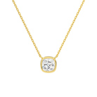 Sienna Cushion Bezel Solitaire Lab-Grown Diamond Necklace in 18K Yellow Gold, front view