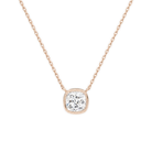 Sienna Cushion Bezel Solitaire Lab-Grown Diamond Necklace in 14K Rose Gold, front view