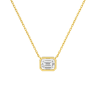 Sienna Emerald Bezel Solitaire Lab-Grown Diamond Necklace in 18K Yellow Gold, front view
