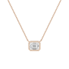 Sienna Emerald Bezel Solitaire Lab-Grown Diamond Necklace in 14K Rose Gold, front view