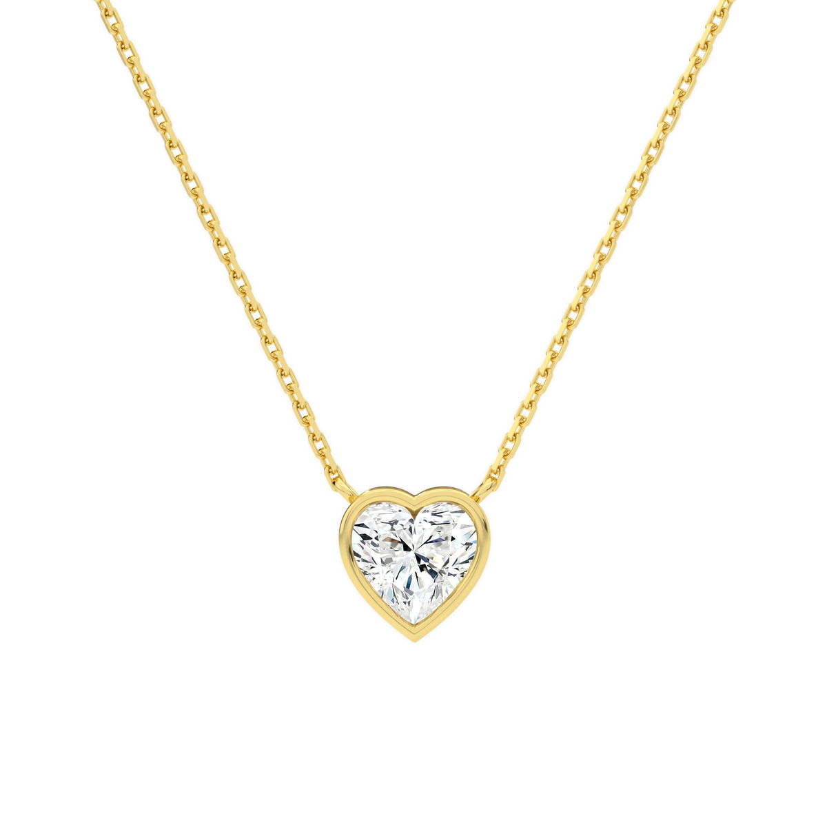 Sienna Heart Bezel Solitaire Lab-Grown Diamond Necklace in 14K Yellow Gold, front view