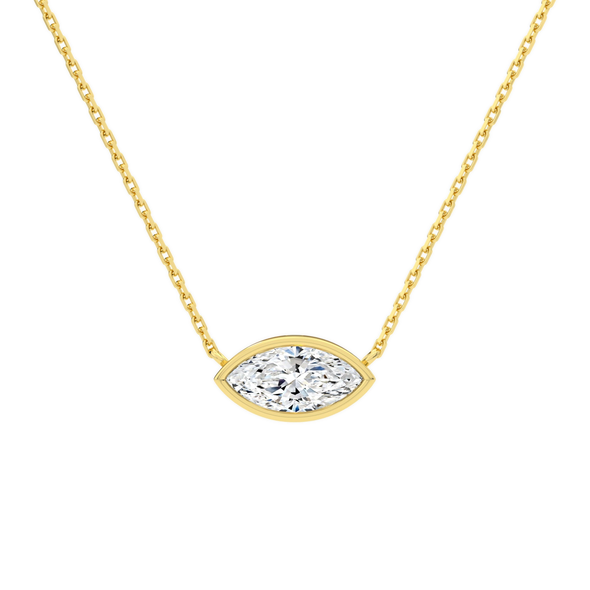 Sienna Marquise Bezel Solitaire Lab-Grown Diamond Necklace in 18K Yellow Gold, front view