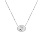 Sienna Oval Bezel Solitaire Lab-Grown Diamond Necklace in 18K White Gold, front view