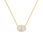 Sienna Oval Bezel Solitaire Lab-Grown Diamond Necklace in 14K Yellow Gold, front view