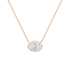Sienna Oval Bezel Solitaire Lab-Grown Diamond Necklace in 14K Rose Gold, front view