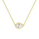 Sienna Pear Bezel Solitaire Lab-Grown Diamond Necklace in 14K Yellow Gold, front view