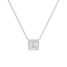 Sienna Princess Bezel Solitaire Lab-Grown Diamond Necklace in Platinum, front view