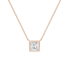 Sienna Princess Bezel Solitaire Lab-Grown Diamond Necklace in 14K Rose Gold, front view