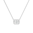 Sienna Radiant Bezel Solitaire Lab-Grown Diamond Necklace in Platinum, front view