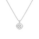 Stellaire Cushion Bezel Solitaire Lab-Grown Diamond Pendant Necklace in 18K White Gold, front view