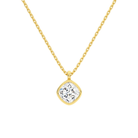 Stellaire Cushion Bezel Solitaire Lab-Grown Diamond Pendant Necklace in 18K Yellow Gold, front view
