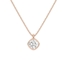 Stellaire Cushion Bezel Solitaire Lab-Grown Diamond Pendant Necklace in 14K Rose Gold, front view
