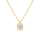 Stellaire Emerald Bezel Solitaire Lab-Grown Diamond Pendant Necklace in 18K Yellow Gold, front view