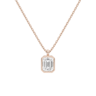 Stellaire Emerald Bezel Solitaire Lab-Grown Diamond Pendant Necklace in 14K Rose Gold, front view