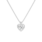 Stellaire Heart Bezel Solitaire Lab-Grown Diamond Pendant Necklace in 14K White Gold, front view