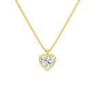 Stellaire Heart Bezel Solitaire Lab-Grown Diamond Pendant Necklace in 18K Yellow Gold, front view