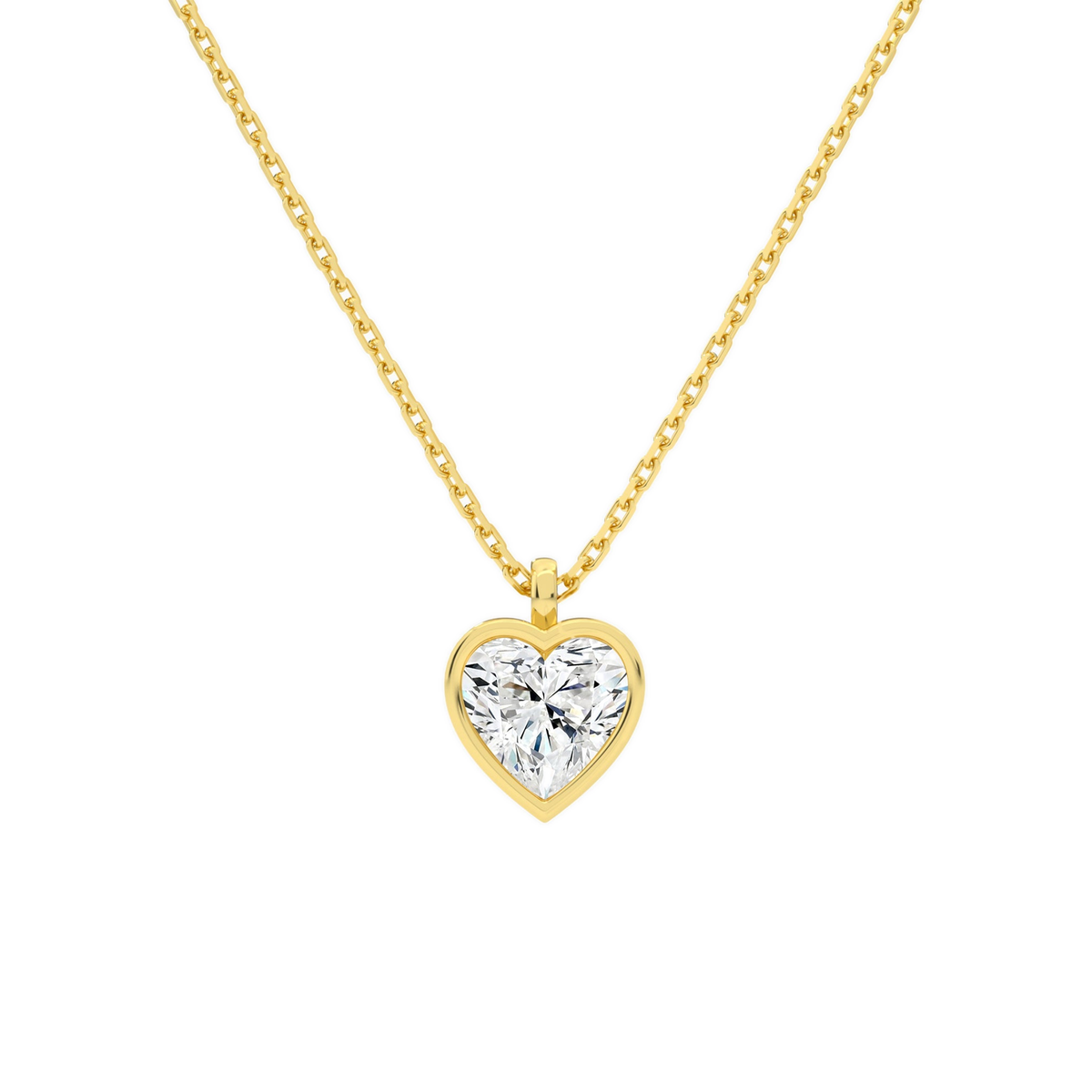 Stellaire Heart Bezel Solitaire Lab-Grown Diamond Pendant Necklace in 18K Yellow Gold, front view