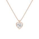 Stellaire Heart Bezel Solitaire Lab-Grown Diamond Pendant Necklace in 14K Rose Gold, front view